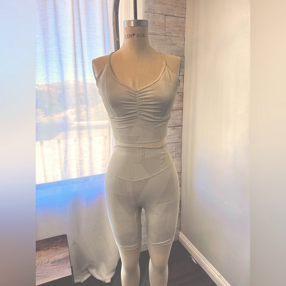 Gymshark light mint green  Ruched Crop Camisole and Shorts set​